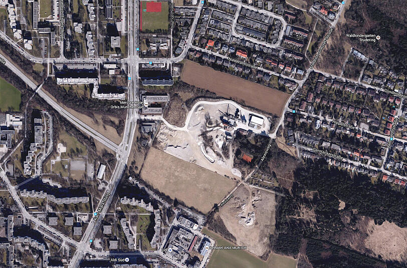 Hier soll das Wohnquartier mit rund 1.300 Wohnungen und sozialen Einrichtungen in Perlach entstehen.