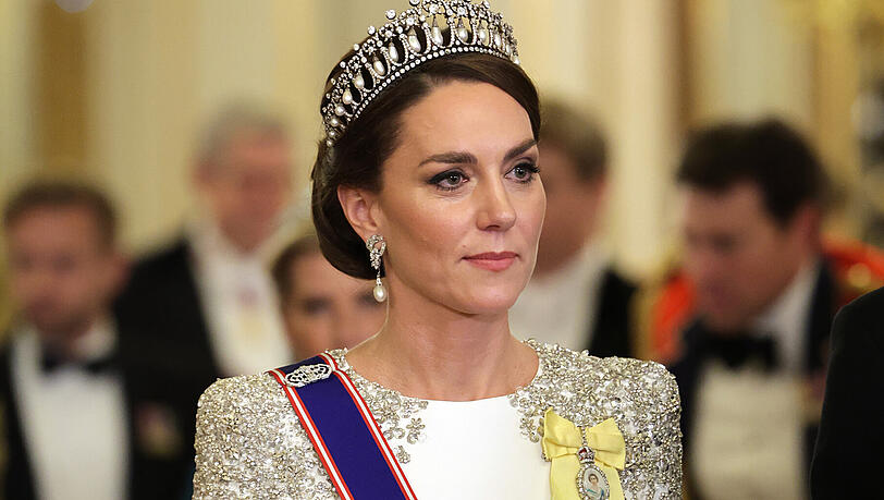 Die Prinzessin von Wales während des Staatsbanketts im Buckingham Palace in London, das anlässlich des Staatsbesuchs des südafrikanischen Präsidenten Cyril Ramaphosa im Vereinigten Königreich stattfindet.