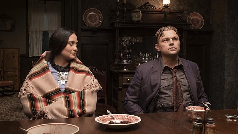 Lily Gladstone und Leonardo DiCaprio in "Killers of the Flower Moon".