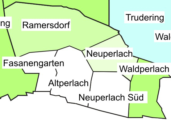 Ramersdorf-Perlach - Miet-Schnitt: 10,90-12,30 Euro/m2 Am günstigsten ist es hier in Neuperlach, am teuersten in Waldperlach. Es ist der Stadtteil mit den meisten Einwohnern: 107 054. Es gibt auch weiter Zuzug und dadurch immer mehr 20- bis 40-Jährige im Viertel, die eine Familie gründen wollen. Hier braucht es noch Instrastruktur für Familien. Wenn die kommt, wird das Viertel aber auch attraktiver und die Preise passen sich an.