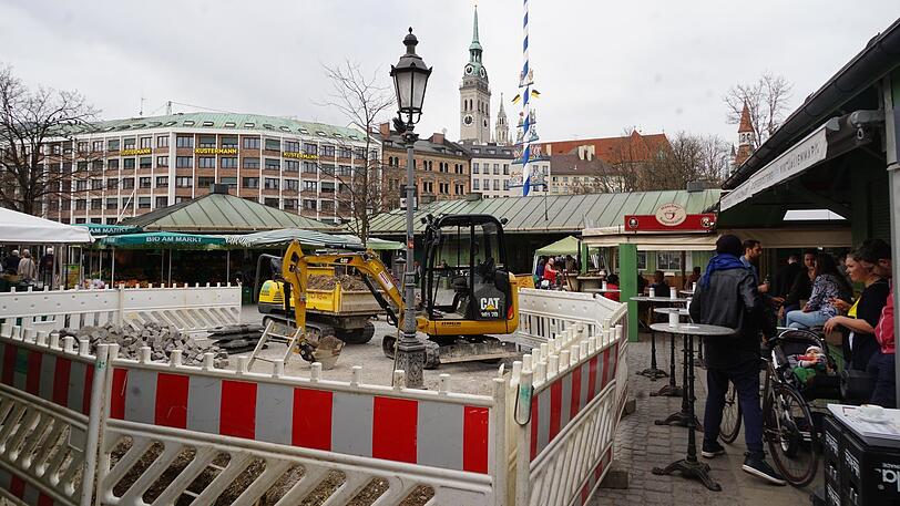 Nach dem Leitungsschaden auf dem Viktualienmarkt wird nun noch einmal gebuddelt.