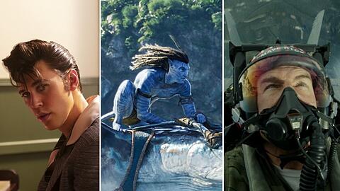"Elvis", "Avatar: The Way of Water" und "Top Gun: Maverick" (v. l.) sind in der Königsklasse für einen Oscar nominiert.