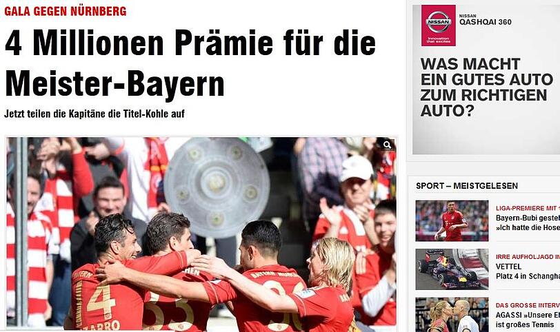 Die Bild will mal wieder mehr wissen, als alle anderen und bringt die angebliche Meisterprämie als Aufhänger.