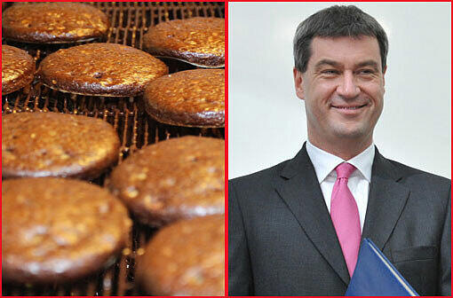 Bayerns Finanzminister Markus Söder tauschte am Samstag Jackett gegen Bäckermütze und buk in Nürnberg Lebkuchen.