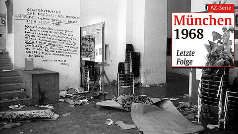 Schmierereien in der Uni nach einer Besetzungsaktion von Studenten 1968.