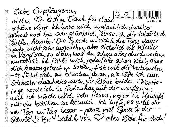 "...es fühlt sich ein bisschen so an, als hätte ich eine Schwester dazubekommen."