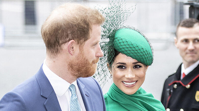 Harry und Meghan auf dem Weg zur Londoner Westminster Abbey.