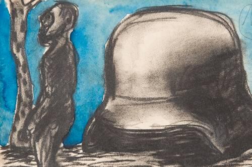 Eines der bevorzugten Lüpertz-Motive: der Stahlhelm.
