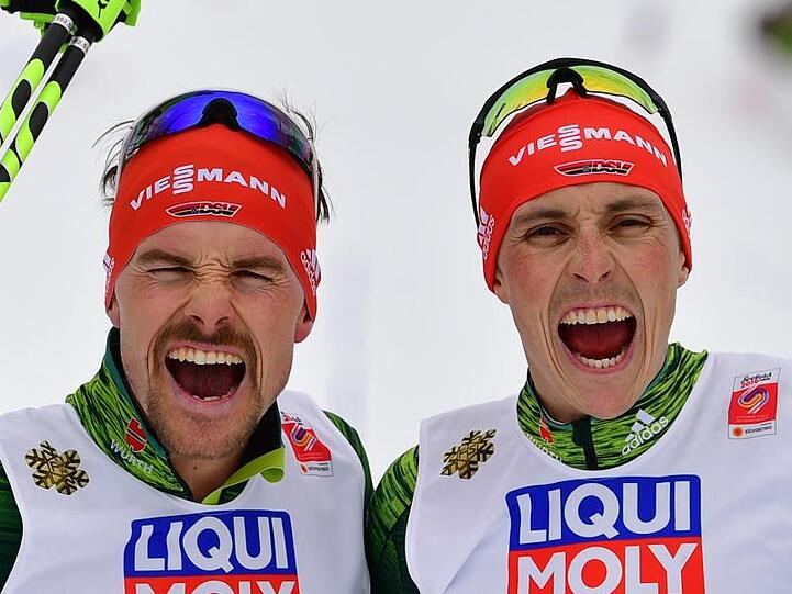 Beim Teamsprint in Seefeld nicht zu schlagen: Fabian Rießle (l) und Eric Frenzel.