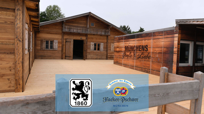 Die Sechzgeralm auf dem Gelände des TSV 1860 - hier wird die "Löwen-Wiesn" stattfinden. Mit ein bisschen Glück sind Sie dabei!