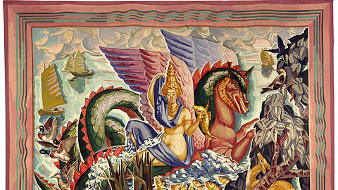 Pierre-Henri Ducos de la Haille (1889&ndash;1972): Der Mekong, 1935-1937, Manufacture des Gobelins, 288 × 342 cm, Wolle, Seide, Sammlung Mobilier national