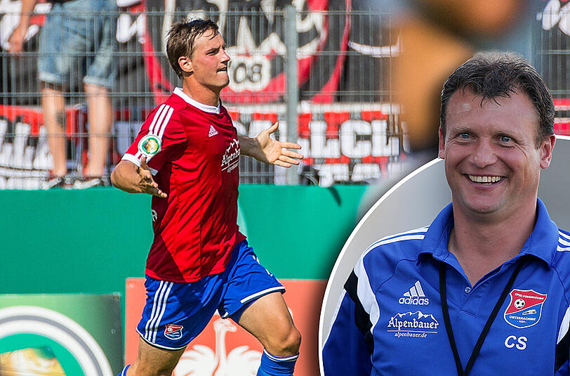 Claus Schromm (r), der 46-jährige Trainer der SPVgg Unterhaching im AZ-Interview über die Pokalsensation und den Doppeltorschützen Markus Einsiedler.