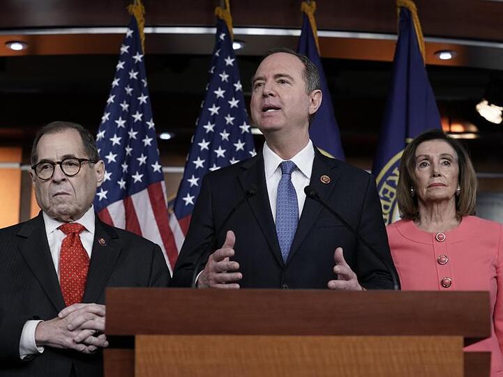 Die demokratischen Spitzenpolitiker Adam Schiff, Nancy Pelosi und Jerry Nadler zu den weiteren Schritten im Amtsenthebungsverfahren gegen Donald Trump.