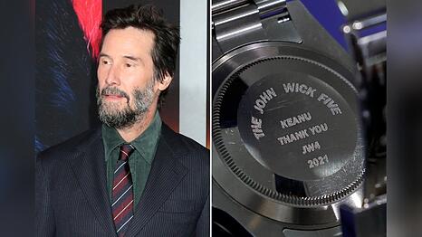 Keanu Reeves und eine der personalisierten Rolex-Uhren.
