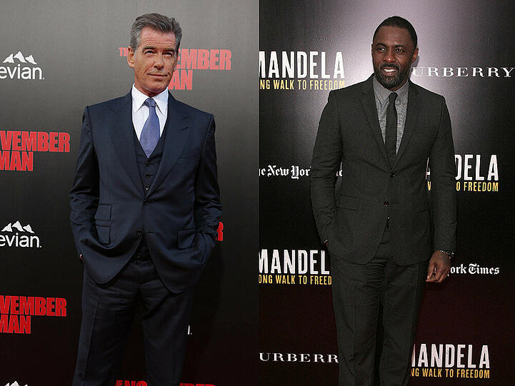Pierce Brosnan (l.) sieht in Idris Elba einen potentiellen Bond-Nachfolger