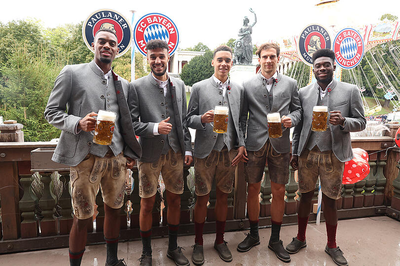 Ryan Gravenberch, Noussair Mazraoui, Jamal Musiala, Leon Goretzka und Alphonso Davies.