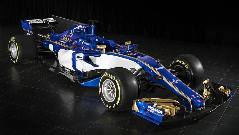 Sauber bestreitet die Saison 2017 mit dem Modell C36: Neben den durch das neue Reglement bedingten Veränderungen in der Breite fällt vor allem der neue Anstrich in Weiß, Blau und Gold ins Auge.