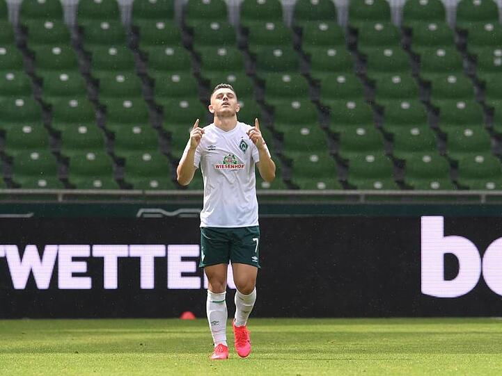 Werders Milot Rashica bejubelt sein Tor zum 2:0 gegen den FC Köln.