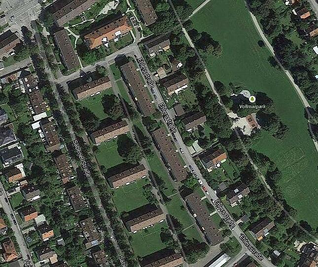 Die Heimag-Siedlung von oben: die Häuser wurden in den 1950er Jahren gebaut.
