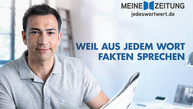 Eines der fünf Plakate der Kampagne "Meine Zeitung - jedes Wort wert". Eines der fünf Plakate der Kampagne "Meine Zeitung - jedes Wort wert".