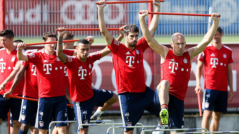Die Hände zum Himmel: Arjen Robben (vorne rechts) und Kollegen.