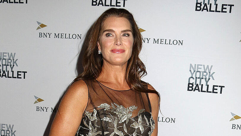 Brooke Shields trug in New York ein Brokatkleid Brooke Shields trug in New York ein Brokatkleid