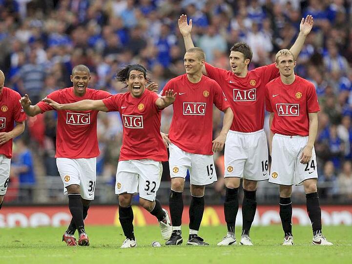 Der englische Fußball-Meister Manchester United gewinnt den Supercup 2008.