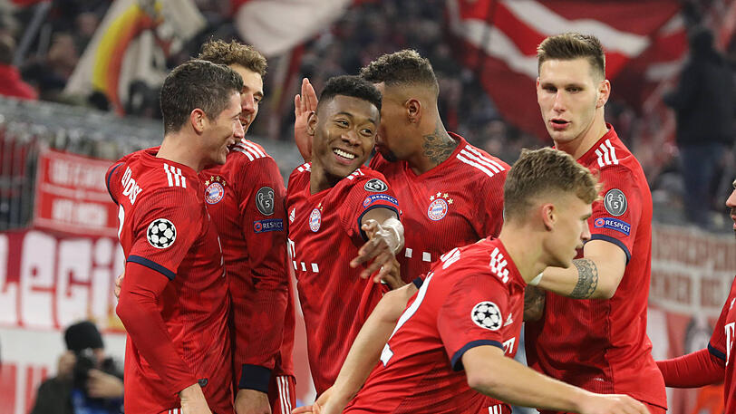 Wollen gegen Werder den nächsten Sieg: Die Bayern (v.l.) Lewandowski, Goretzka, Alaba, Boateng, Kimmich und Süle.