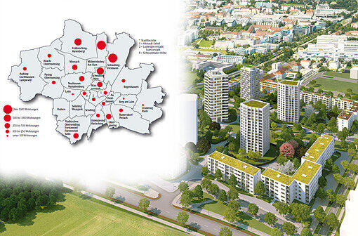Wohnen auf der Südseite: Dieses Projekt hat die GBW gerade begonnen &ndash; in 14 Monaten soll es fertig sein. Die Karte gibt's unten.