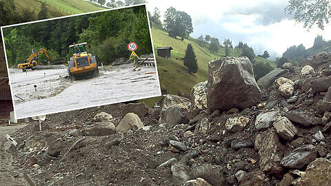Große Schäden: Sintflutartige Regenfälle hatten das bei Urlaubern beliebte Großarltal von der Umwelt abgeschnitten.