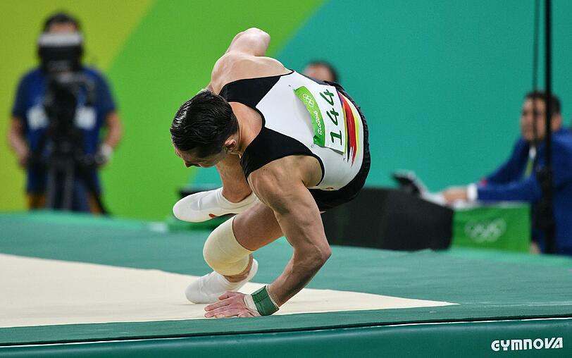 Trotz eines Kreuzbandrisses hat Andreas Toba weitergeturnt. Die Bilder aus Rio.