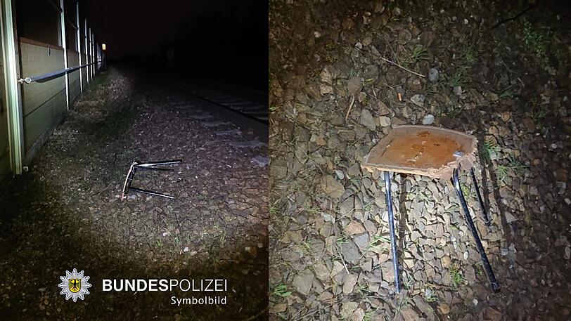 Durch den Aufprall verkeilte sich der Hocker unter dem Zug.