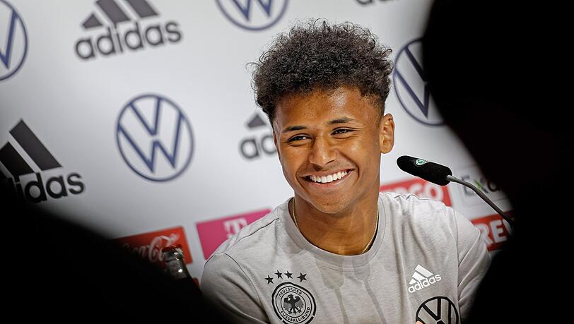 Beim DFB in Plauderlaune:BVB-Star Karim Adeyemi. Beim DFB in Plauderlaune:BVB-Star Karim Adeyemi.