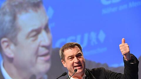 Markus Söder, CSU-Vorsitzender und Ministerpräsident aus Bayern beim Politischen Aschermittwoch. Foto: Peter Kneffel/dpa