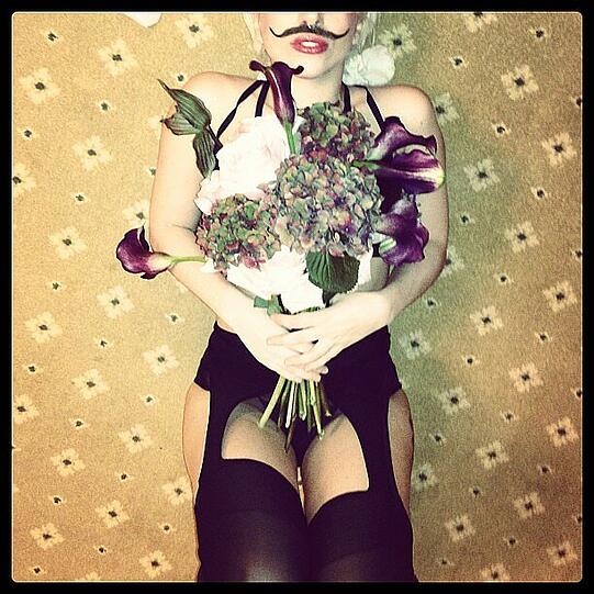 Bekannt für ihre verrückten Aktionen: Auch dieses Bild von Lady Gaga wirkt ein bisschen verstörend. Erst Blumen auf dem Bauch...