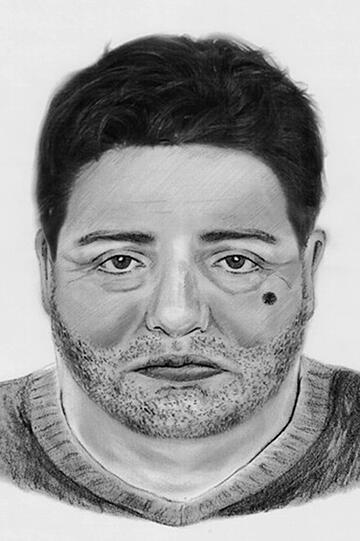 Dieses Phantombild hat die Berliner Polzei veröffentlicht. Nach Zeugenaussagen ist der Mann etwa 30 bis 40 Jahre alt und circa 1,90 Meter groß. Er wurde zuletzt öfter in Tatortnähe gesehen.