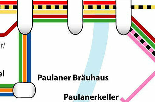 Übersichtlicher als der echte MVV-Plan &ndash; und für Biergartenfreunde sehr, sehr hilfreich: Der Biergarten-MVV-Plan des Briten John Coats.