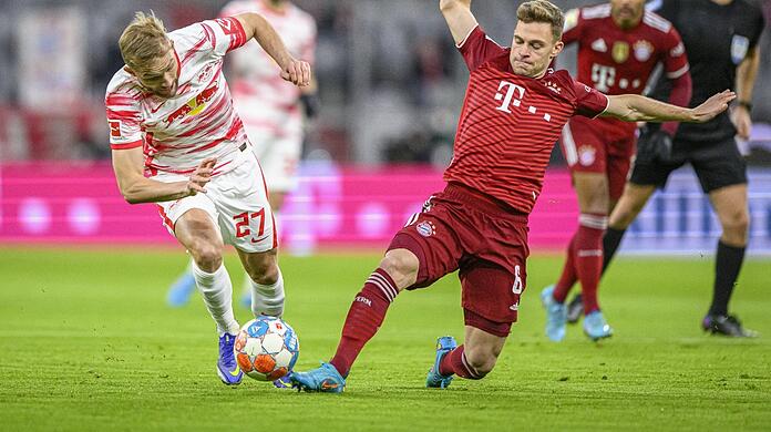 Bald zusammen bei Bayern? Leipzigs Konrad Laimer (links) und Joshua Kimmich könnten das Mittelfeld-Herz der Münchner bilden.