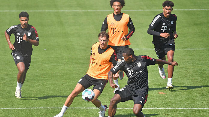 Leon Goretzka und David Alaba absolvierten am Freitag eine Einheit an der Säbener Straße. (Archivbild)