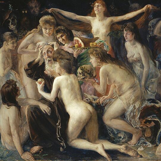 Gamsig: &bdquo;Lüstern&ldquo;, &bdquo;lustful&ldquo; und &bdquo;cupido&ldquo; übersetzen die Autoren den schönen bairischen Begriff &bdquo;gamsig&ldquo;. Lovis Corinth hat anno 1897 mit seiner &bdquo;Versuchung des heiligen Antonius&ldquo; eine ziemlich passende Vorlage dafür gegeben.