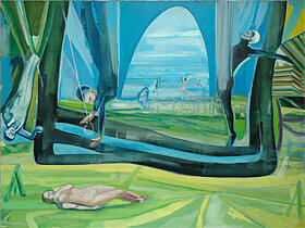 Stefan Heide, Flug der Schläfer, Öl auf Leinwand, 2012