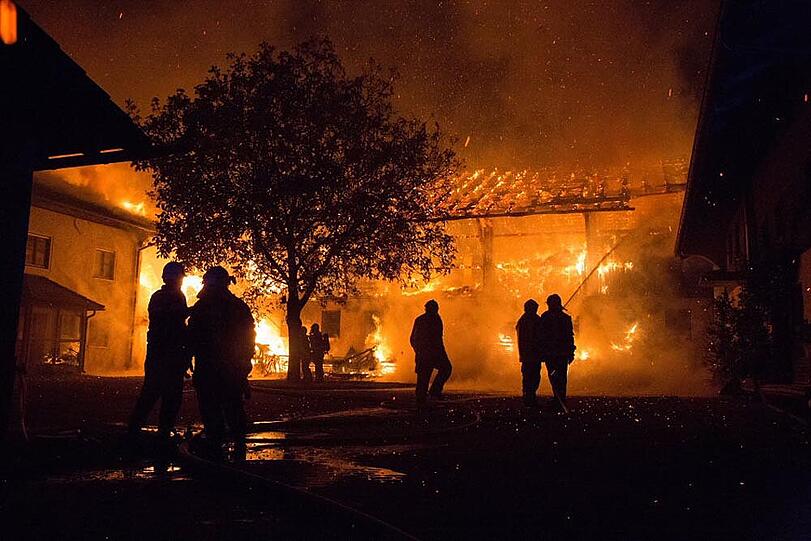 Die Bilder vom Stallbrand in Taching am See.