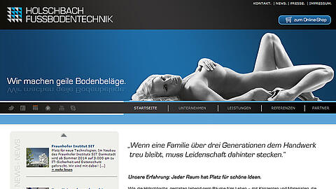 Auch auf der Homepage der Firma Holschbach Fussbodentechnik ist die umstrittene Werbung zu finden.