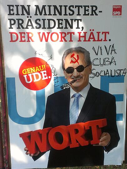 Ude ein Sozialist? Wir vermuten mal, dass dieses Edding-Werk nicht von einem SPD-Wähler stammt.