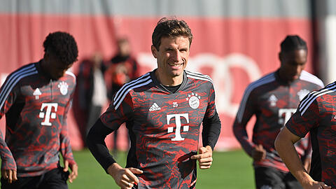 Thomas Müller nahm am Abschlusstraining des FC Bayern teil.