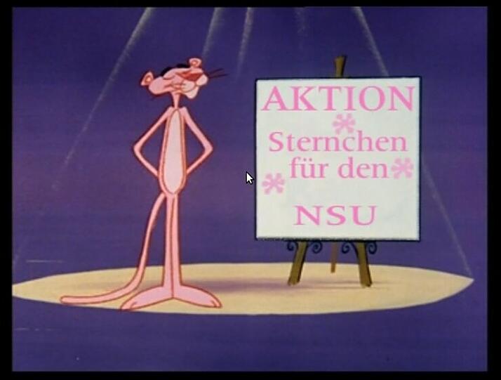Der Screenshot zeigt einen Ausschnitt aus dem Video des Nationalsozialistischen Untegrundes (NSU): In dem Film mit der Trickfilmfigur "Paulchen Panther" werden Fotos der Mordopfer der vergangenen Jahre gezeigt, zu denen sich die Terrorgruppe bekannte.