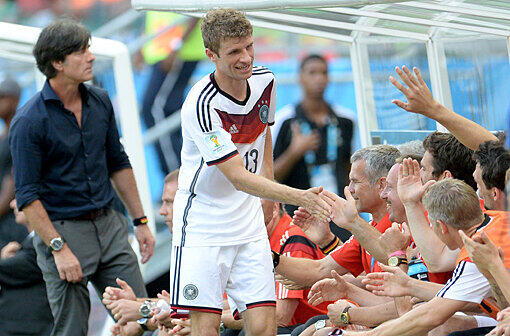 Thomas Müller nach seiner Auswechslung. Mit drei Toren wurde er zum "Man of the Match" gewählt.
