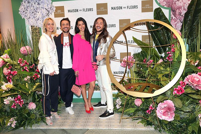 Marijana Jurcevic, Max Aliberti, Rebecca Mir und Riccardo Simonetti beim 'Maison des Fleurs'-Shooting von Konen.