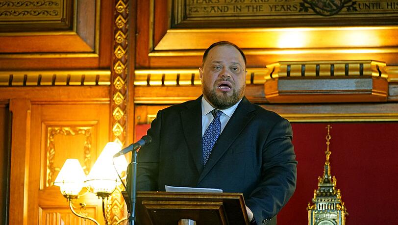 Bei einem Auftritt in Schweden hat der ukrainische Parlamentspräsident Ruslan Stefantschuk die bereits bekannten "roten Linien" der Ukraine wiederholt. (Archivbild)