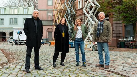 Udo Wachtveitl (v.l.), Christine Hartmann, Nina Proll und Miroslav Nemec sind beim Tatort "Kehraus" als Protagonisten an Bord.